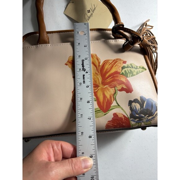 Patricia Nash Bag Paris Satchel Parisian Floral Spot Print Cream w Tassel Strap - Picture 7 of 14
